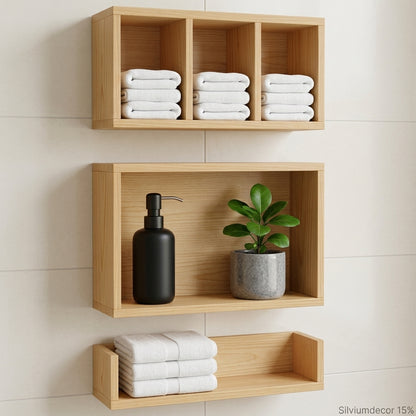 Modern Wooden Wall Shelf Set