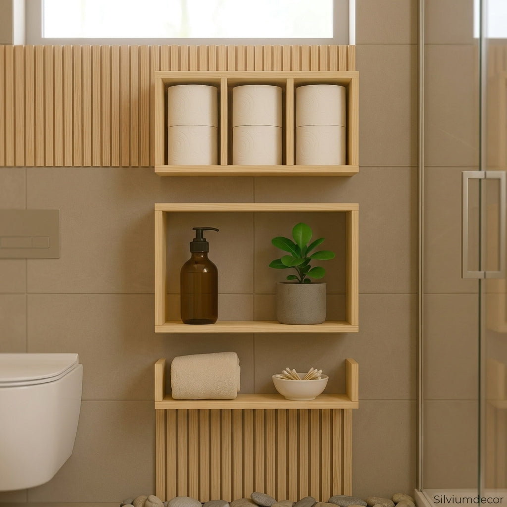 Modern Wooden Wall Shelf Set