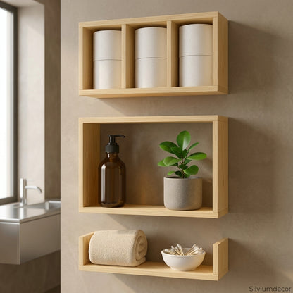 Modern Wooden Wall Shelf Set