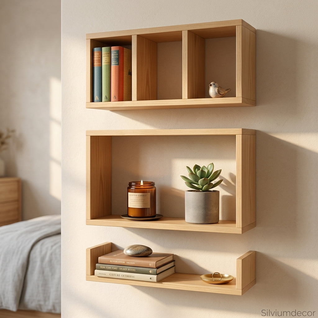Modern Wooden Wall Shelf Set