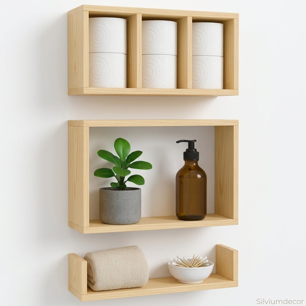 Modern Wooden Wall Shelf Set