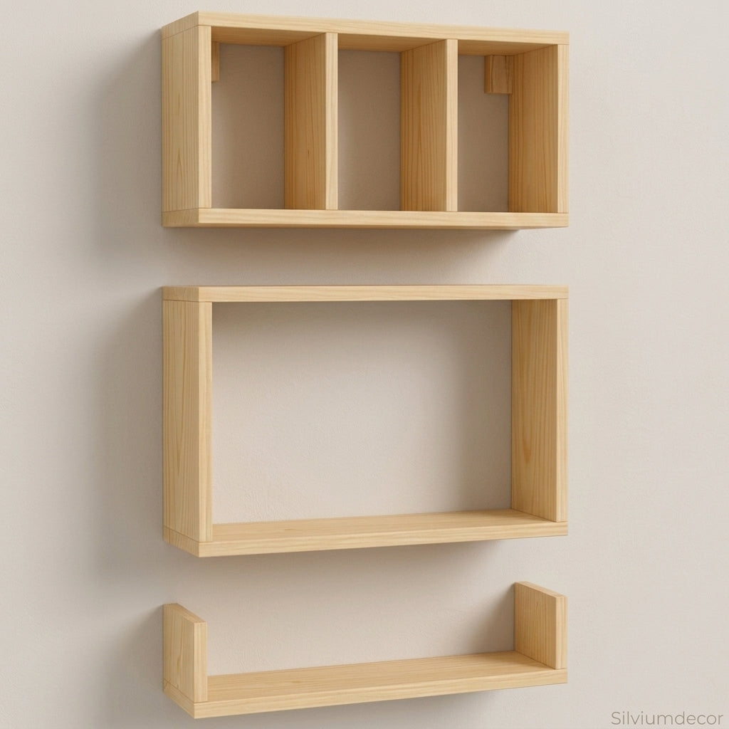 Modern Wooden Wall Shelf Set