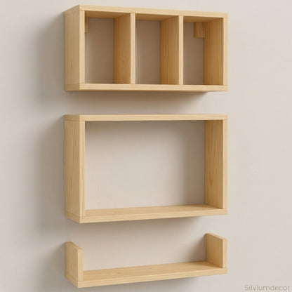 Modern Wooden Wall Shelf Set